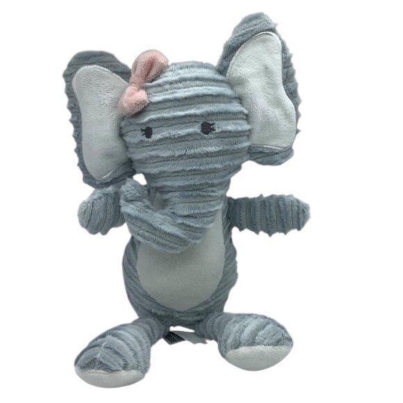 Chickpea Ribbed Stuffed Elephant Plush Animal Toy Pink Bow 12” - Picture 1 of 7